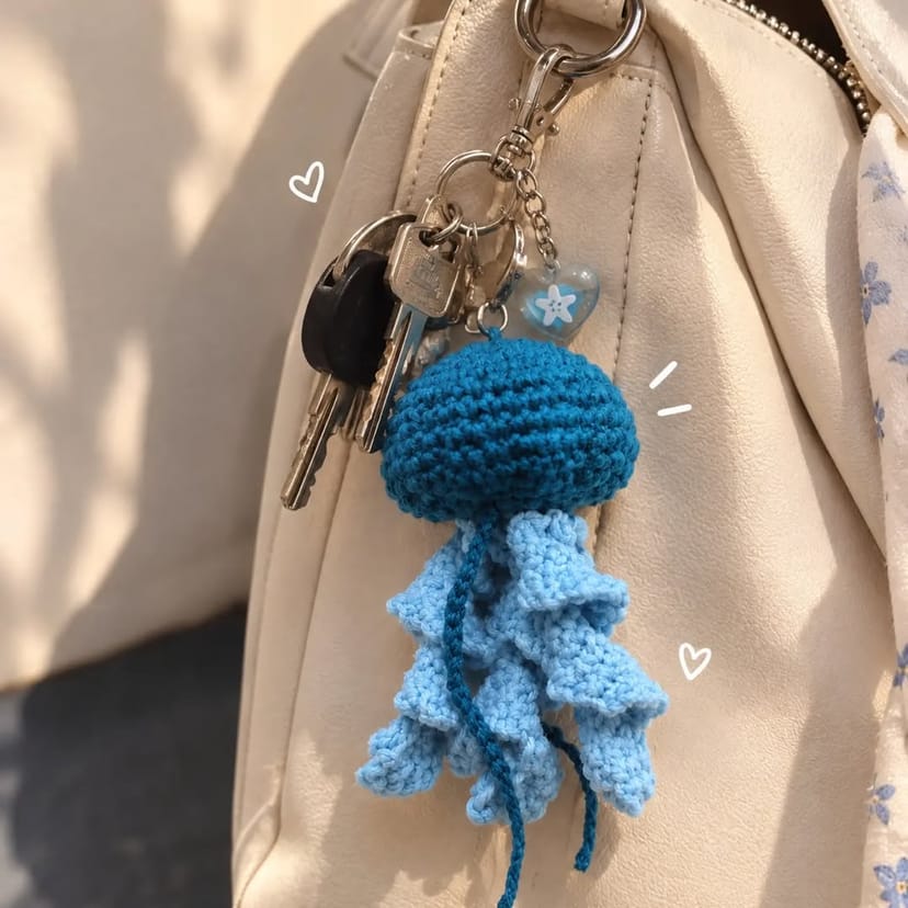 Crochet Jellyfish Bag Charm - Image 1